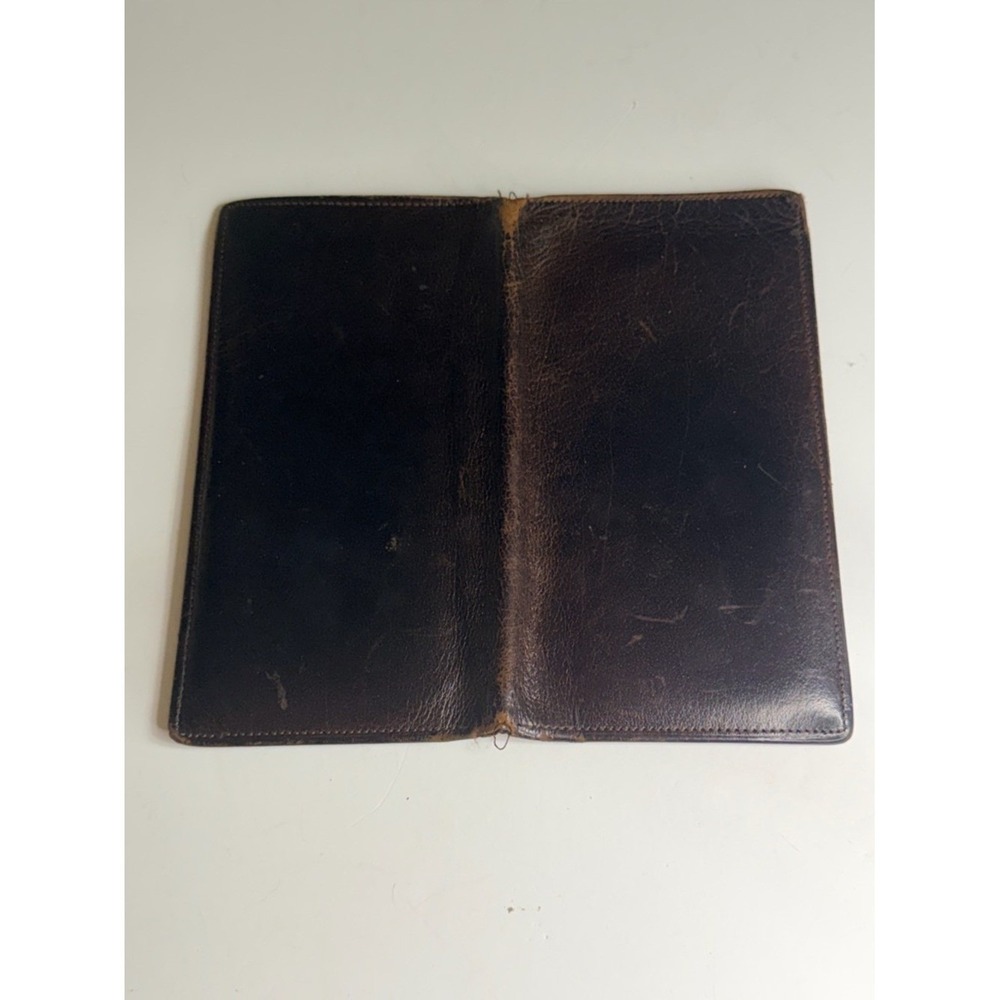 Rare! Vintage Water Buffalo Coach Men's Dark Brown Leather Long Bifold - Picture 4 of 6